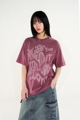 ウェーブ レタリング ピグメント オーバーフィット Tシャツ / Wave Lettering Pigment Oversized Fit T-shirt