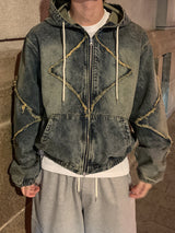 南京ヴィンテージデニムフード付きジャケット