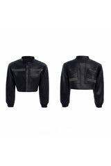 Deconstructed Patchwork Short Leather Jacket