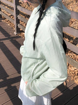 Karin Diagonal Zipper Windbreaker String Hood Jacket