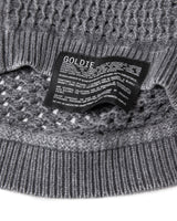 CROCHET KNIT WASHED ZIPPED HOODIE