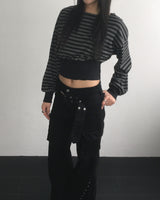 Stud belt boots cut pants