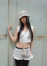 Clover Ruffle Beanie - Light Grey