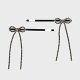 キャンディストーンロングボウヘアクリップセット（5色）