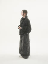 Drop buckle cargo denim pants -2C