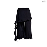 (2color) Ruffle Wrap Frill Capri Pants