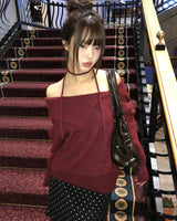 Ruo Strap Off-shoulder Wool Knit