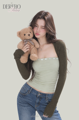 Olive Brown Tube Top Bolero Two-Piece Set