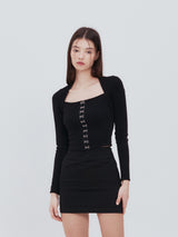 フックスクエアトップス(black)