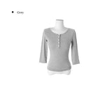 26FW★ [MADE] Fowor Henley Neck Button Slim Three Quarter T-Shirt