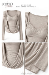 Mood Gray Shirring Layered Two-Piece Top