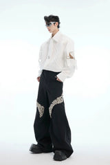 Strap Cutout Layered Button-Up Shirt
