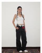 rirri SS24 Cotton-Tencel Relaxed Cargo Pants with All-Over Print in Black