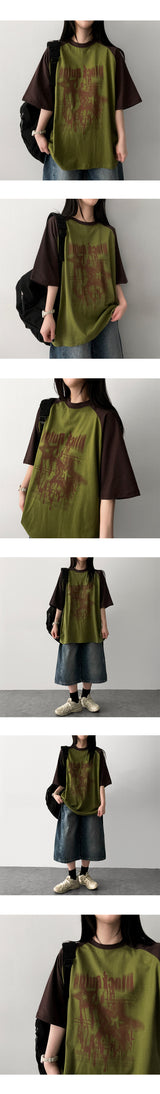 O-ring Color Raglan Short Sleeve T-shirt