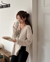 Common linen V-neck knitwear