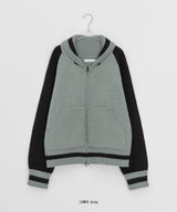 [unisex] ジオンカウチャンカラーマッチングニットジップアップカーディガン