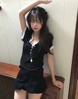 list button loose short sleeve tee