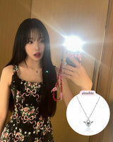 [チョ・ユリ, チュウ Necklace] エンジェリックハートロックレイヤードネックレス - Silver Color