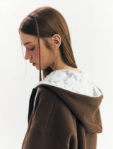 フラッフィージップアップフーディー (Brown)