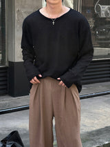 [1+1] LMN Roé Summer Boat Neck Oversized Knit Long Sleeve Tee (4 colors)
