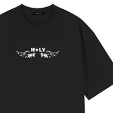ホーリーフラワー バタフライ オーバーフィット 半袖Tシャツ_BLACK