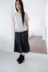 stripe banding flare midi skirt(3colors)