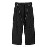 X Strap Wide Pants - BLACK