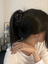 ストーンハートヘアクリップ (ブラック)