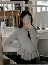 Trendy Layered Frill Long Sleeve T-shirt (3color)
