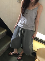 [unisex] マヒルバンディングバミューダコットンパンツ