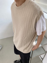 パンチングニットラウンドベスト　２色