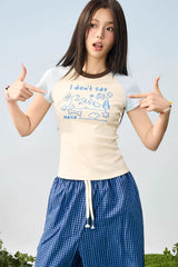 パステルドッグスケッチラグランTシャツ - ウィメンズ
