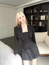 バックレストッププリーツミニワンピース（2色）
