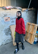  CHECK LOOP PLEATS SKIRT