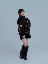 【HIGASHIYAMA ERISA 2-Piece Set】Half zip sweat tops - orange & ivory