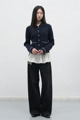 【即日発送】vintage stitch high-neck collar cardigan