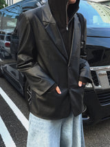Roric Two-Button Leather Blazer