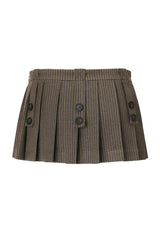 Button pleats skirt - brown