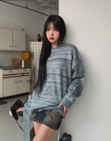 ソフトミックスストライプニット