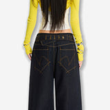 Paris Buckle High-Waist Barrel Denim Jeans