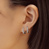 Oval 925 Silver +Rhodium plating Hoop Ring Earring E059-09H