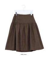 Lucier Button Pintuck Flare Midi Skirt