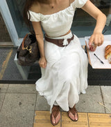 baguette matte brown pocket belt