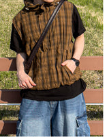 Crinkle Check Hooded Anorak Vest