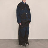 panel mix denim wide pants_blue