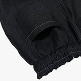 reverse terry pocket denim capri shorts_black