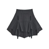Strap layered midi skirt (Charcoal)