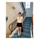 ribbon frill sweet short-sleeved knitwear