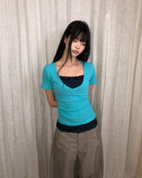 Perton Deep V-Neck Short Sleeve T-Shirt