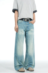 Washed Blue Straight Jeans
